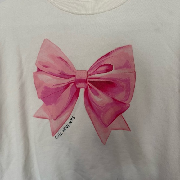 Zara Cream Top with Pink Bow Design - Picture 2 of 3